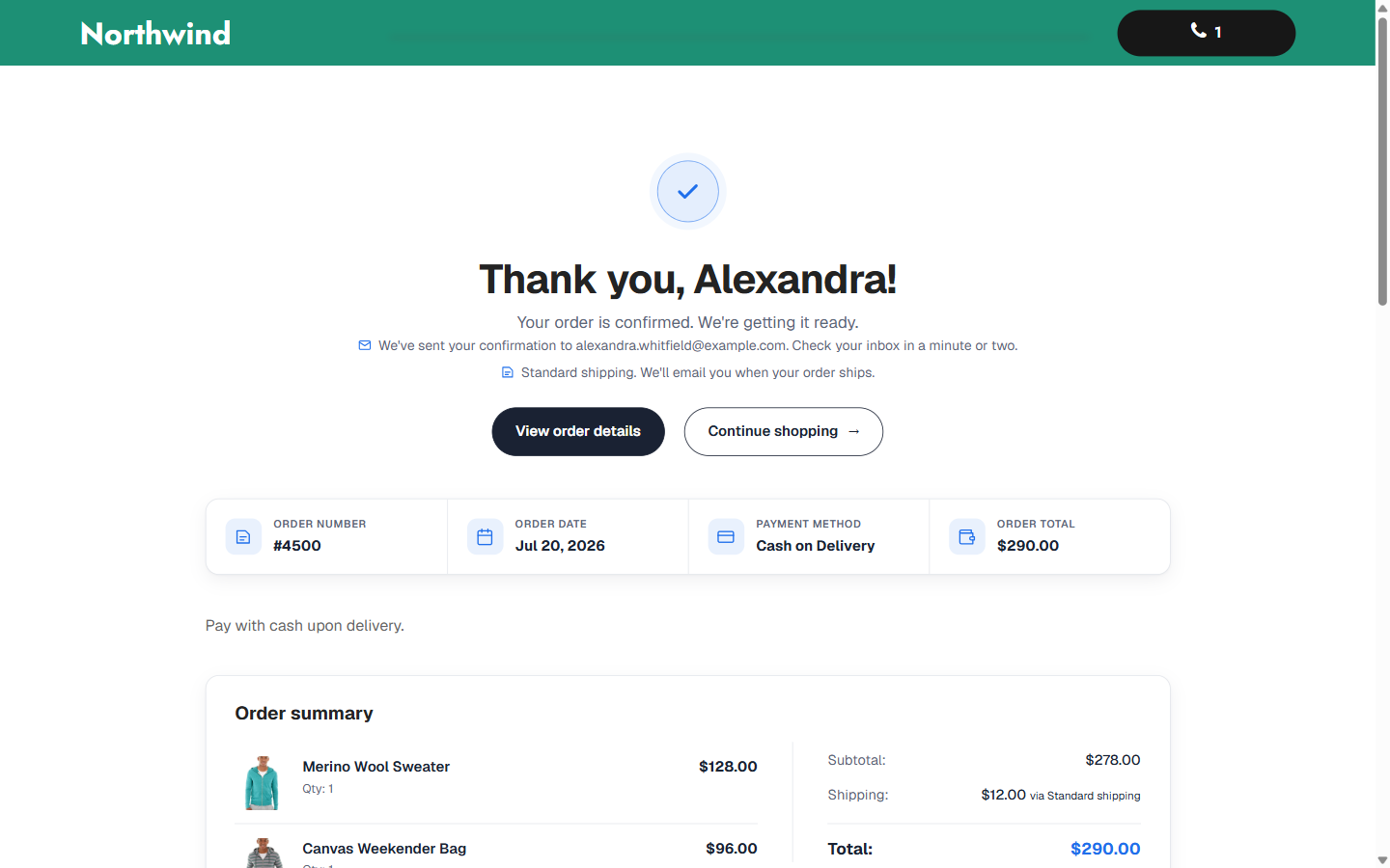 The OptiCheckout thank-you / order-received page.